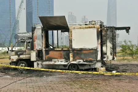 Destroyed Schiebel CAMCOPTER S-100 ground control station